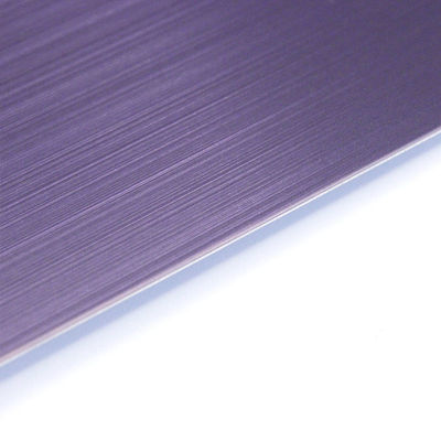Capa de acero inoxidable cepillado BIS PVD de color de revestimiento morado 304 de acero inoxidable placa de línea de cabello