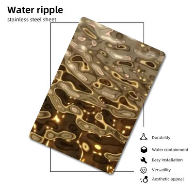 Grueso inoxidable de la hoja de acero 0.3m m 0.4m m de Champagne Gold Color Water Ripple