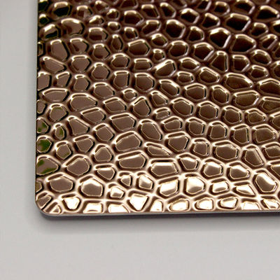 Hoja de Decorateive de la pared de la placa de acero de Rose Gold Honeycomb Stamped Stainless