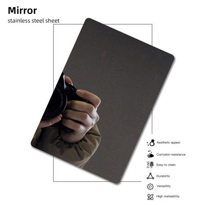 Plata de acero inoxidable de acabado de espejo negro para interiores y exteriores
