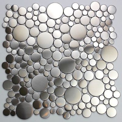 Cuarto de baño de plata de acero inoxidable 8m m Penny Tile Grand Metal metálica de las tejas de mosaico