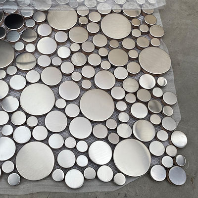 Cuarto de baño de plata de acero inoxidable 8m m Penny Tile Grand Metal metálica de las tejas de mosaico