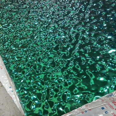 304 espejo de 0,6 mm de espesor PVD de color verde de acero inoxidable hoja de agua ondulado panel de techo de acero inoxidable