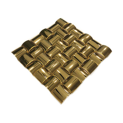 metal de acero inoxidable 30X30M M de la teja de mosaico del oro del espejo de la forma del arco 3D