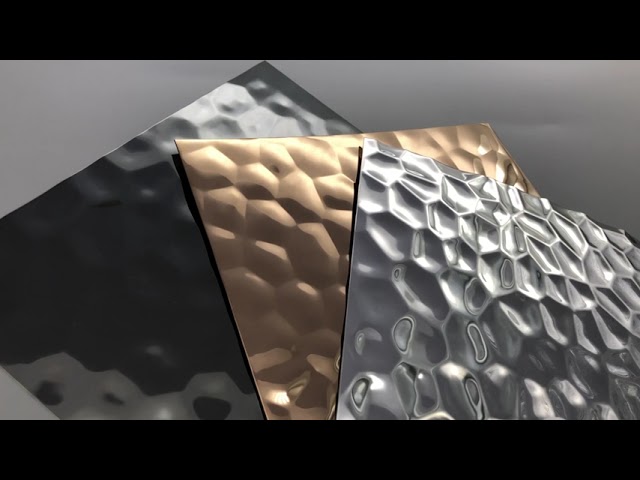 Videos de la empresa Alrededor Water Ripple Stainless Steel Plate 3d Design Hammer Panel Decorative Stainless Steel Sheet 4x8