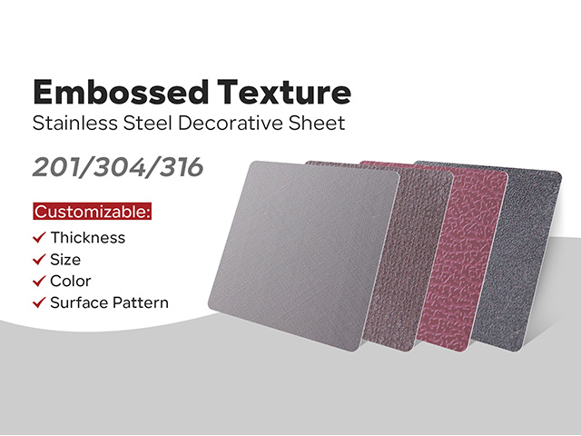 Videos de la empresa Alrededor Embossed Stainless Steel Textures Sheet Customized 201 304 316 PVD Decoration Metal Plate